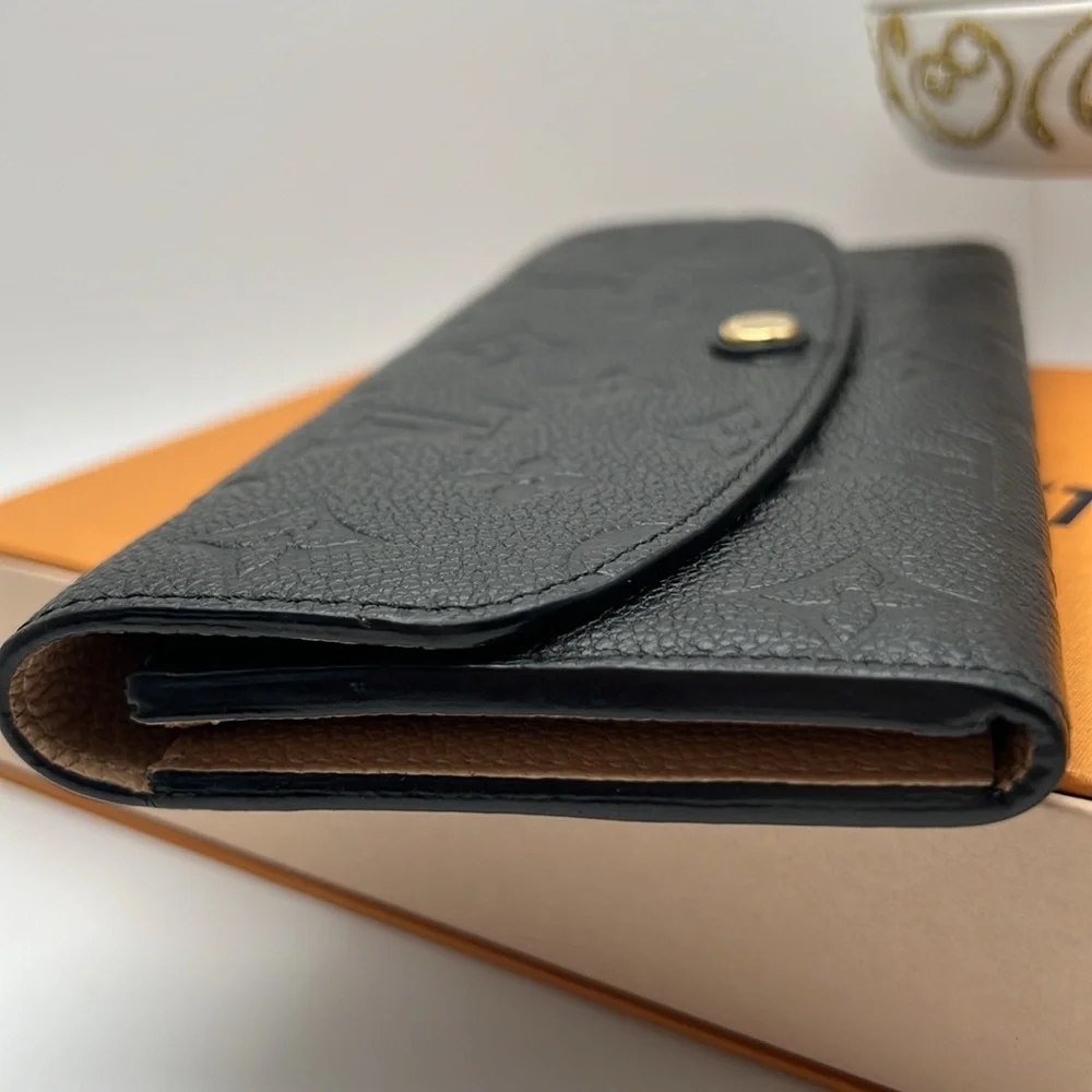 Louis Vuitton 2016 MONOGRAM EMPREINTE Leather Emilie Black Wallet Box & Dust bag - Picture 4 of 17